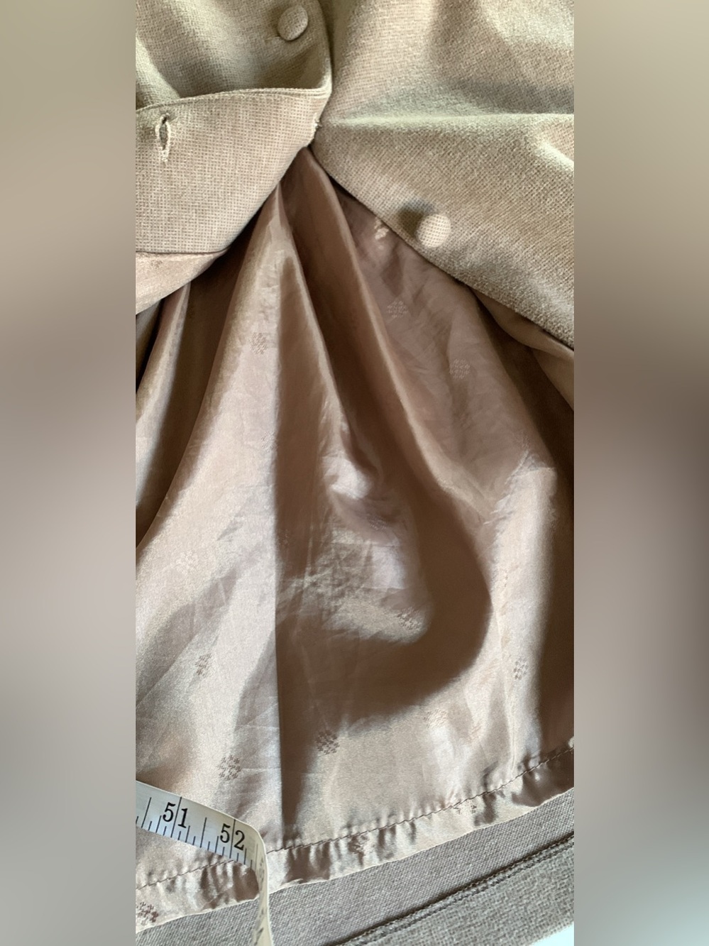 Sleeveless Wool Blend Button-Front A-Line Dress in Camel - Picture 6 of 10